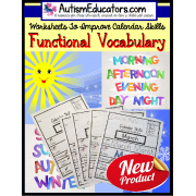 Life Skills FUNCTIONAL Calendar VOCABULARY Worksheets with DATA for AUTISM and Special Education